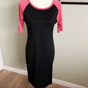LULAROE • solid black and coral Julia size S